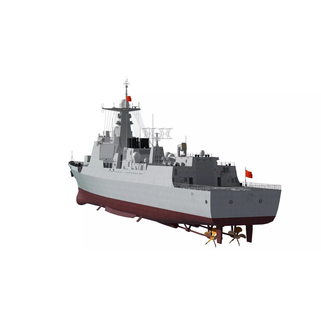 Type 052D Guided-Missile Destroyer 3D Model – High Poly Military Watercraft, FBX, OBJ - View 6