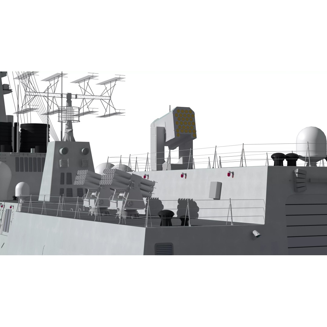 Type 052D Guided-Missile Destroyer 3D Model – High Poly Military Watercraft, FBX, OBJ - View 7