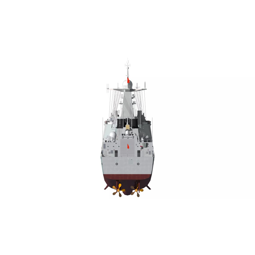 Type 052D Guided-Missile Destroyer 3D Model – High Poly Military Watercraft, FBX, OBJ - View 8