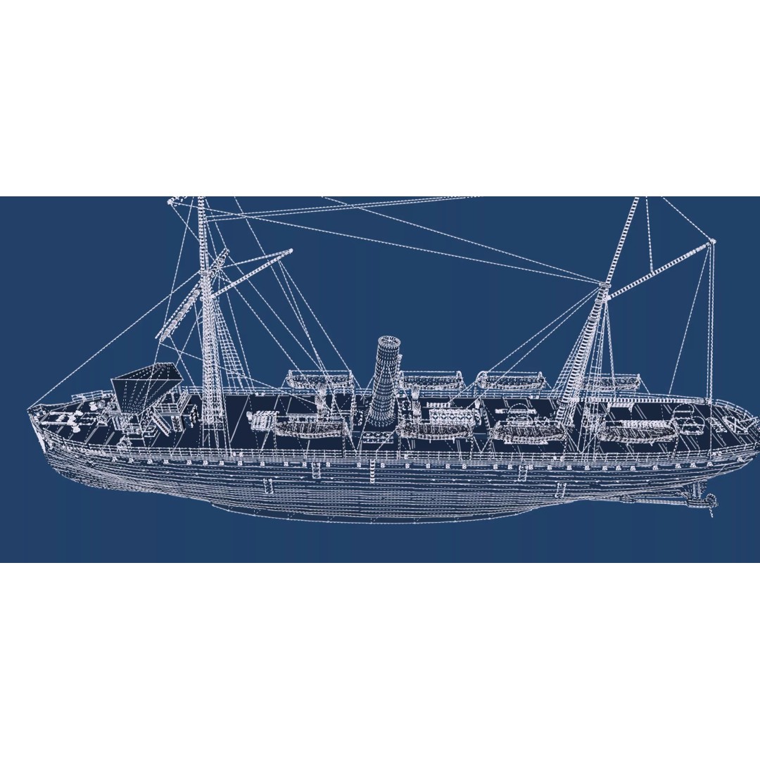 Japanese Navy Merchant Ship 3D Model – Late 19th Century, PBR Textured