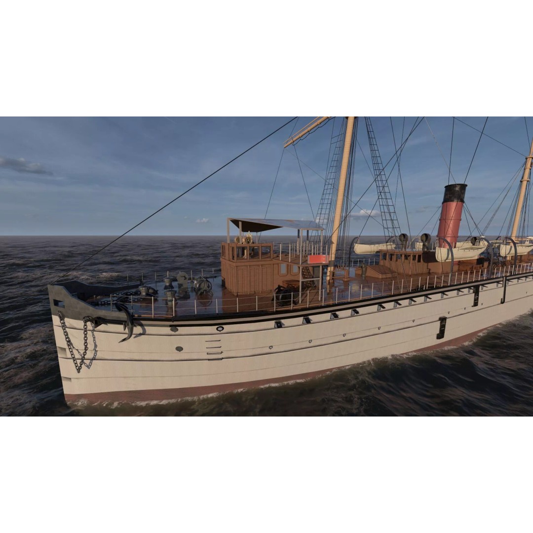 Japanese Navy Merchant Ship 3D Model – Late 19th Century, PBR Textured - View 10