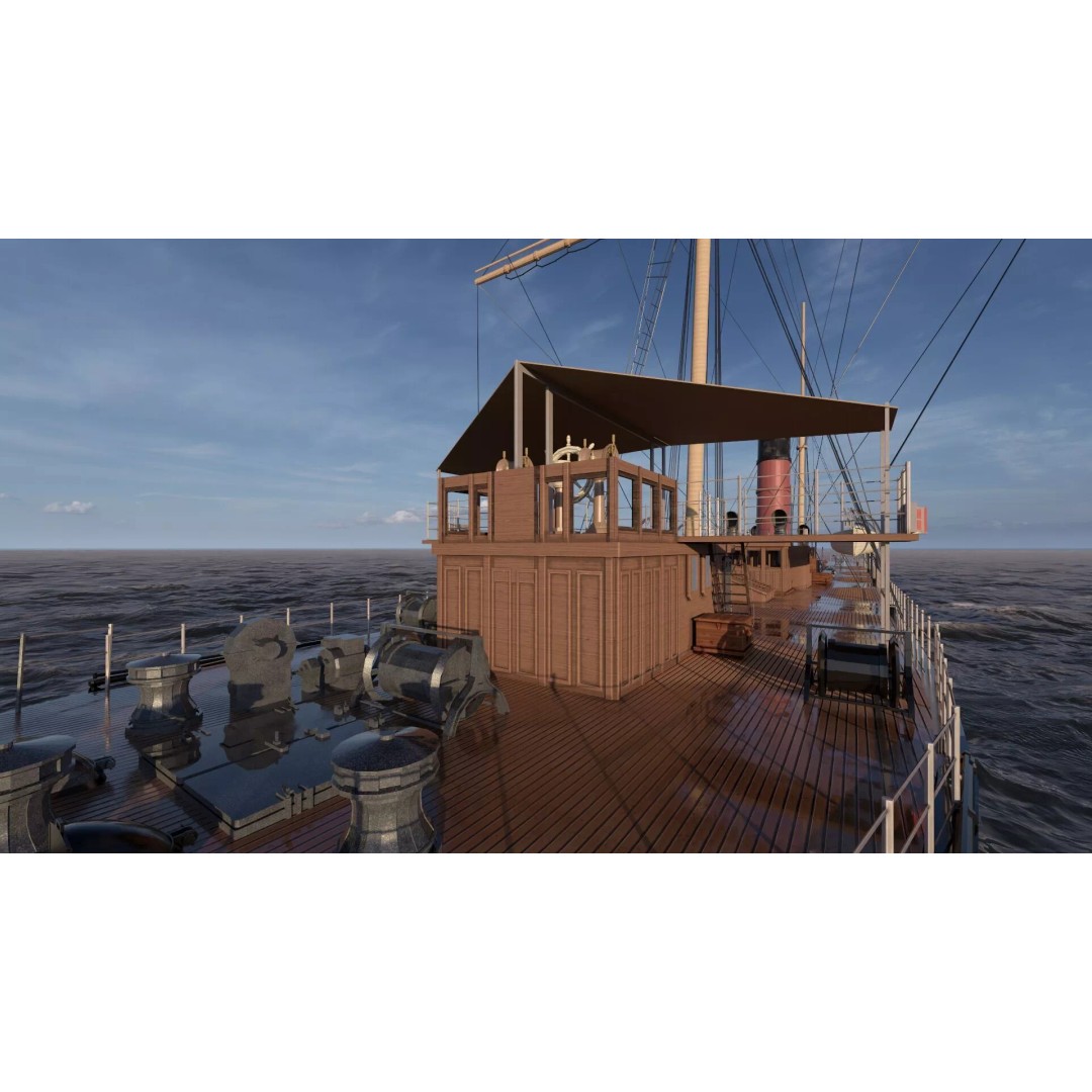 Japanese Navy Merchant Ship 3D Model – Late 19th Century, PBR Textured - View 26
