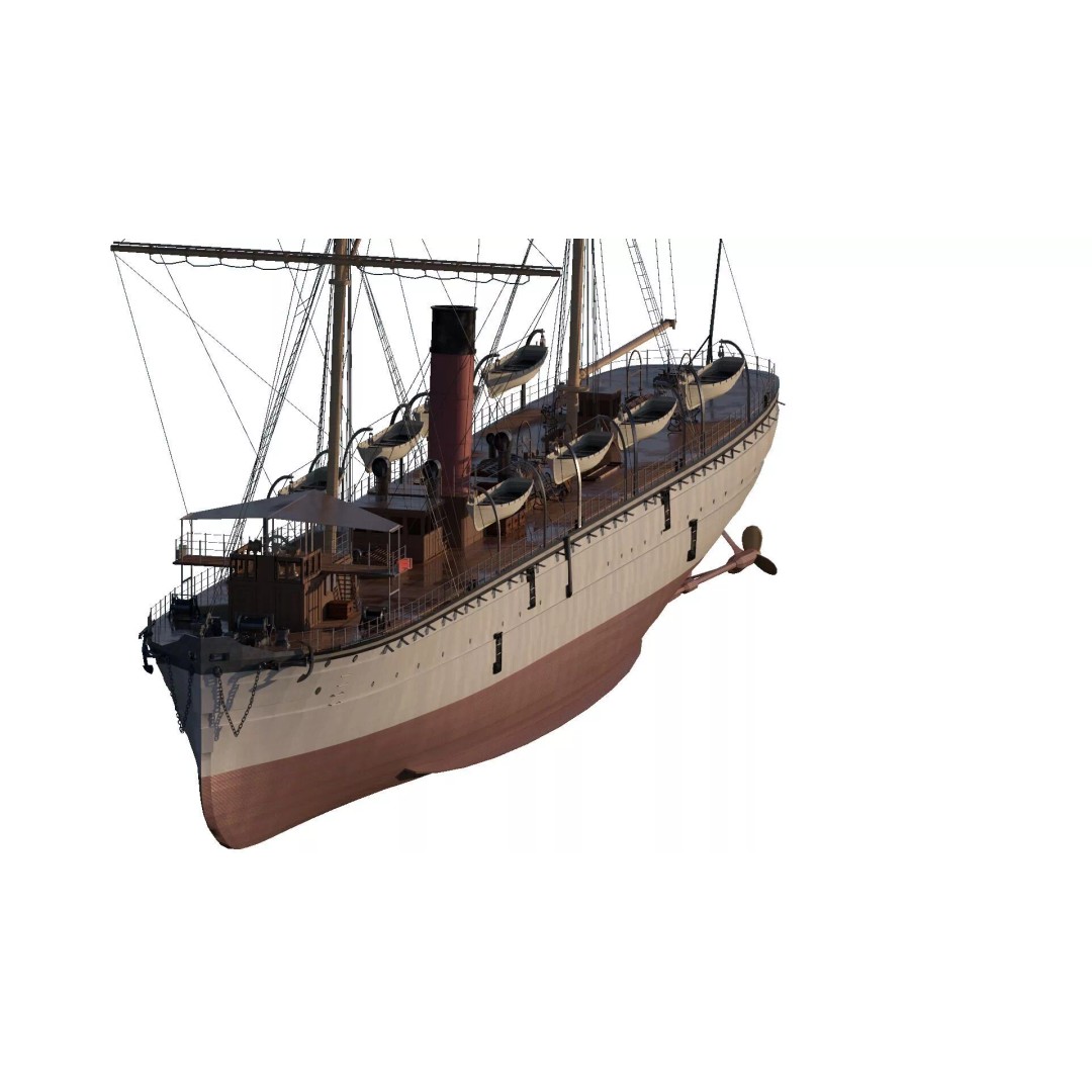 Japanese Navy Merchant Ship 3D Model – Late 19th Century, PBR Textured - View 3