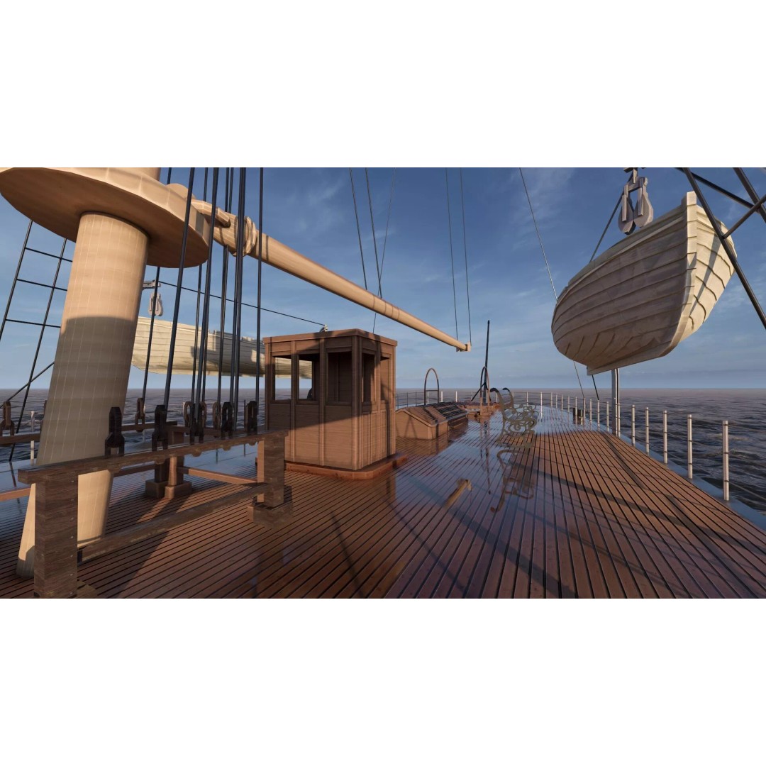Japanese Navy Merchant Ship 3D Model – Late 19th Century, PBR Textured - View 36