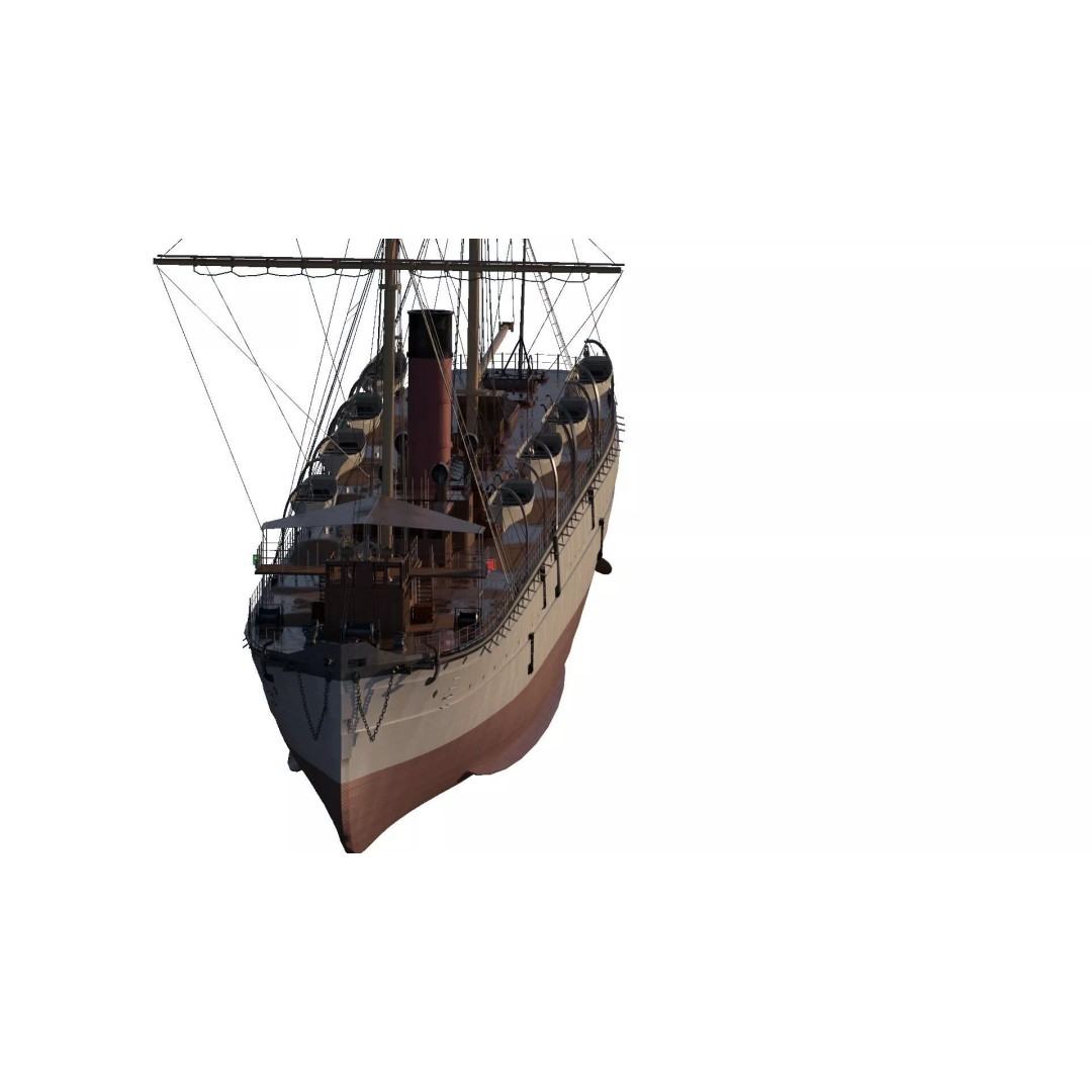 Japanese Navy Merchant Ship 3D Model – Late 19th Century, PBR Textured - View 4