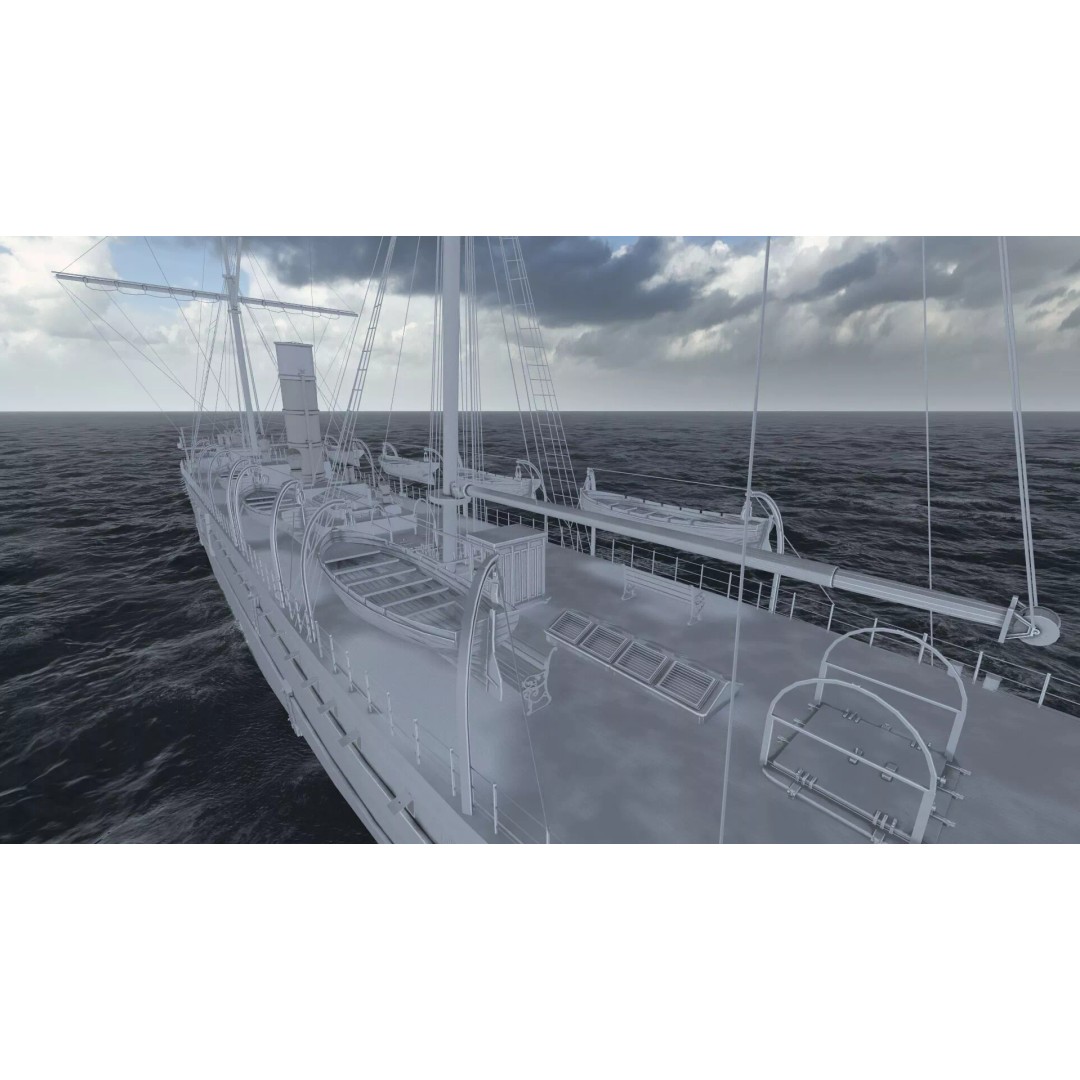 Japanese Navy Merchant Ship 3D Model – Late 19th Century, PBR Textured - View 43