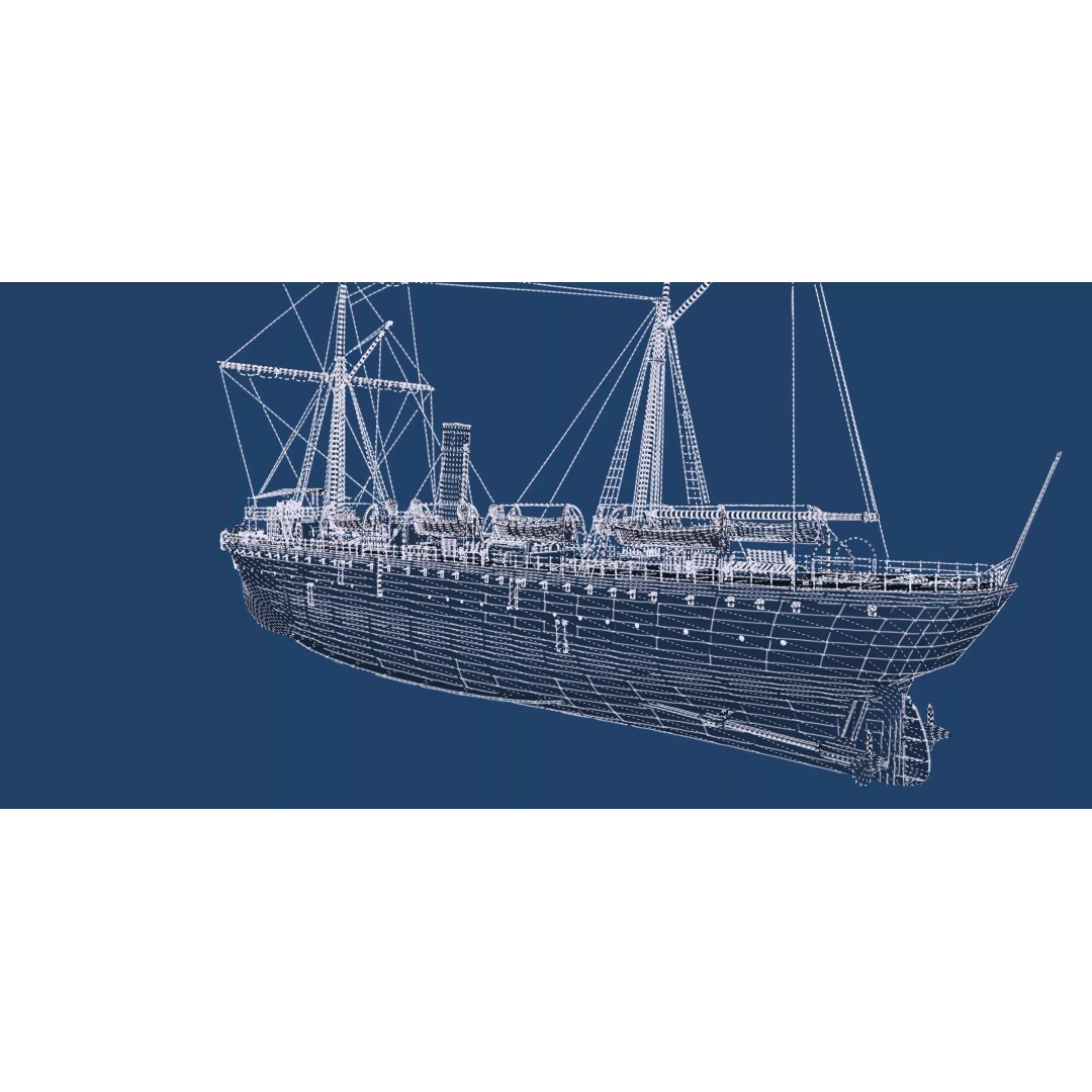 Japanese Navy Merchant Ship 3D Model – Late 19th Century, PBR Textured - View 52