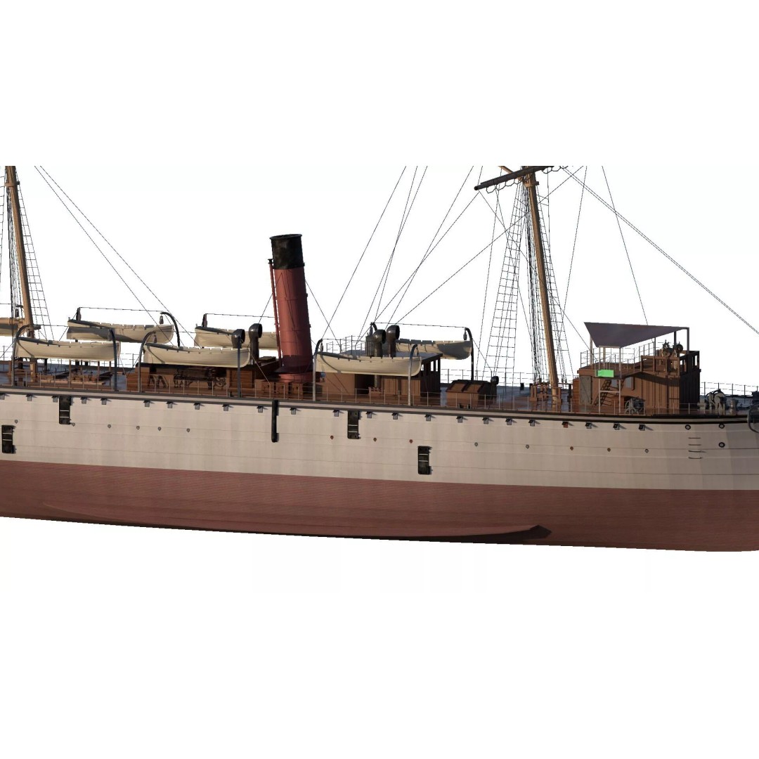 Japanese Navy Merchant Ship 3D Model – Late 19th Century, PBR Textured - View 6