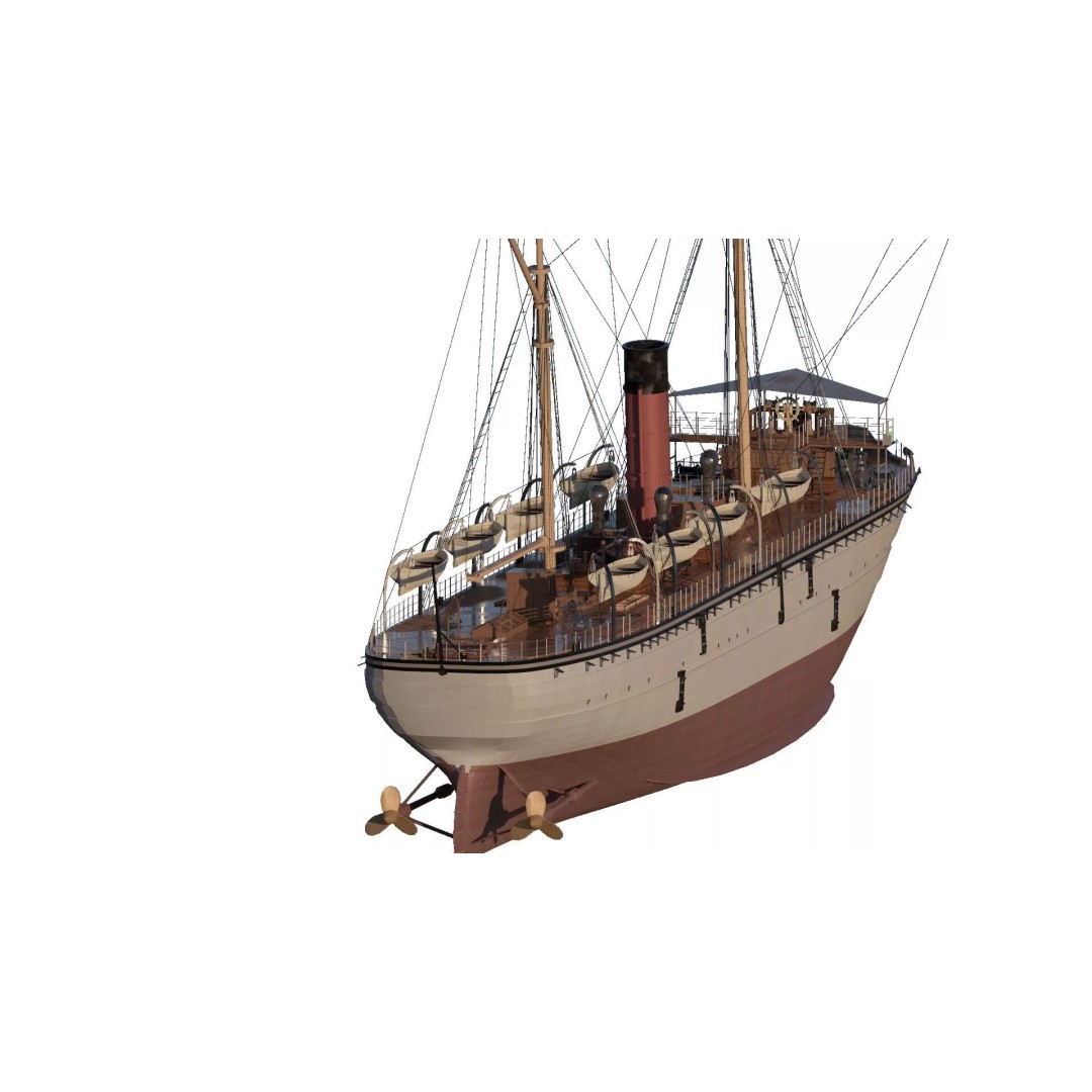 Japanese Navy Merchant Ship 3D Model – Late 19th Century, PBR Textured - View 8