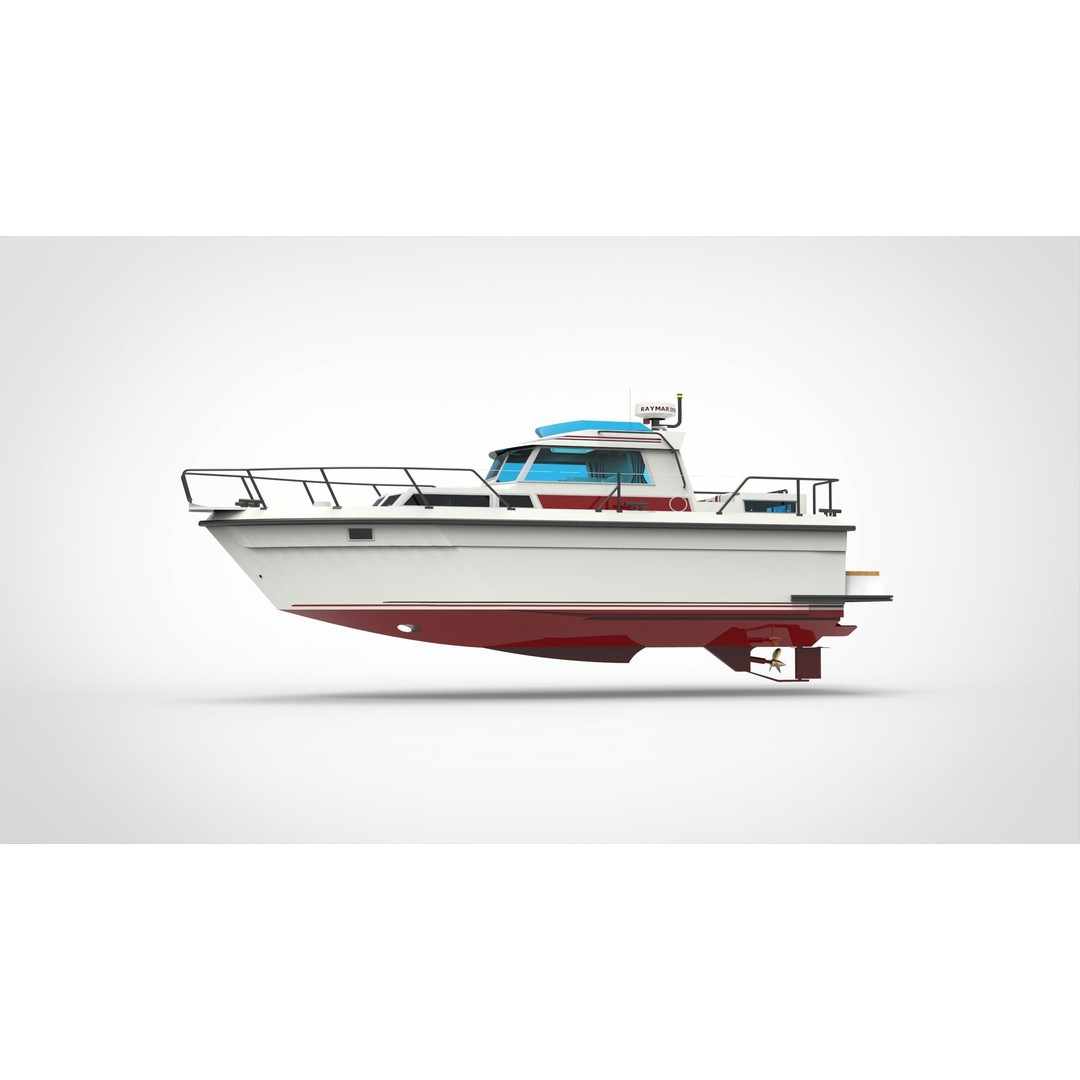 Recreational Boat 3D Model – Polygon Mesh Vessel for Games, FBX - View 3