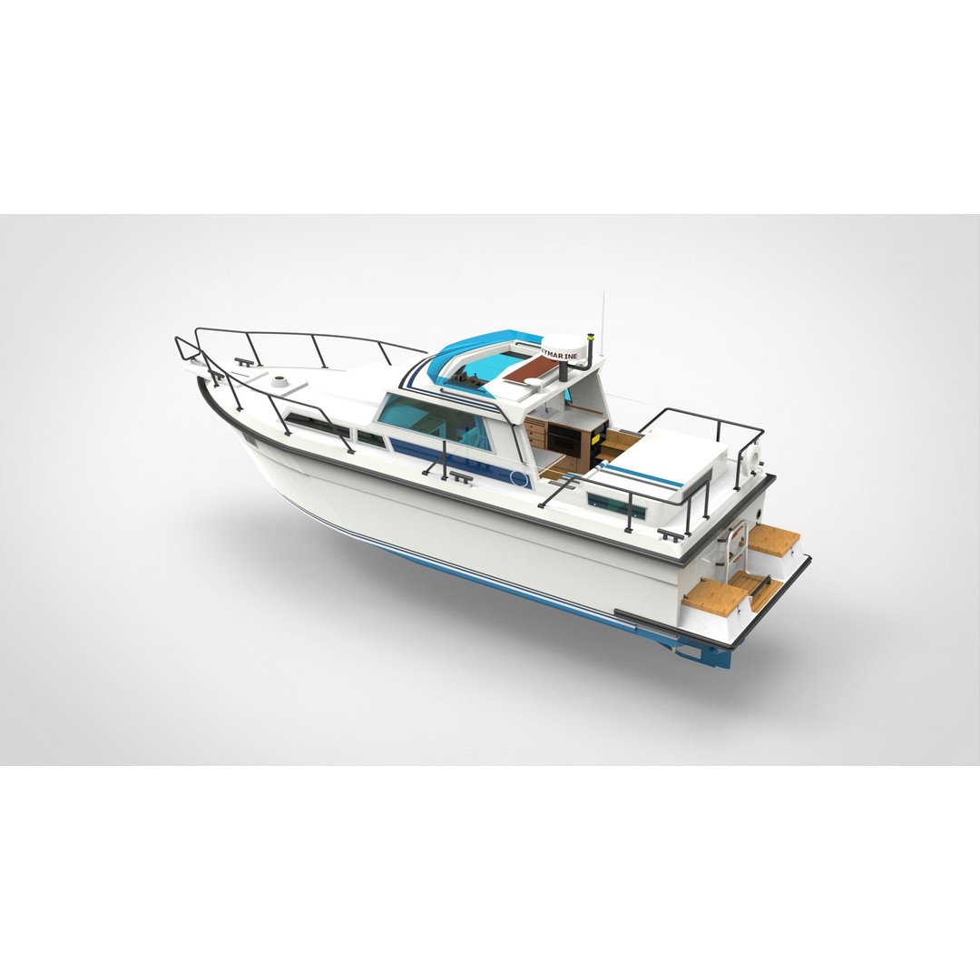 Recreational Boat 3D Model – Polygon Mesh Vessel for Games, FBX - View 5