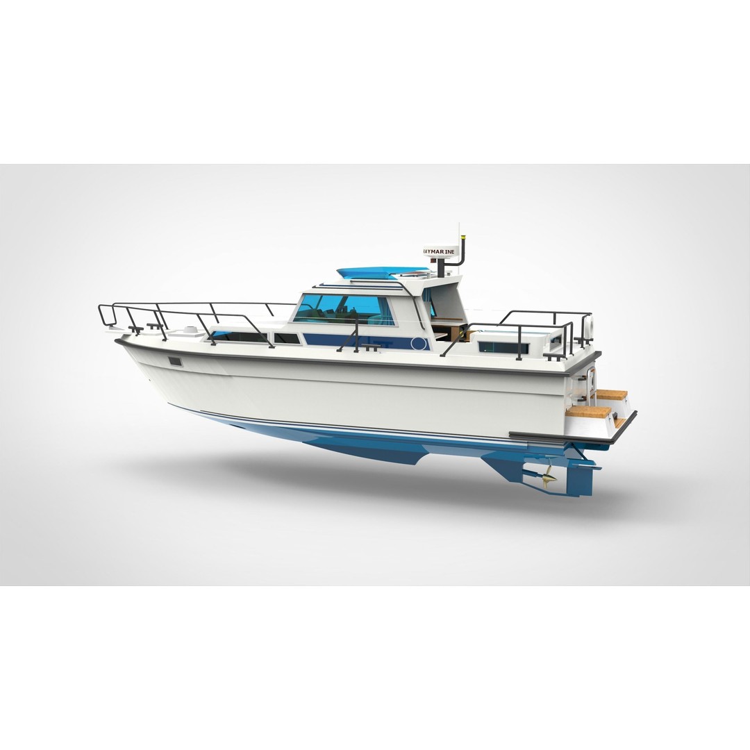 Recreational Boat 3D Model – Polygon Mesh Vessel for Games, FBX - View 6