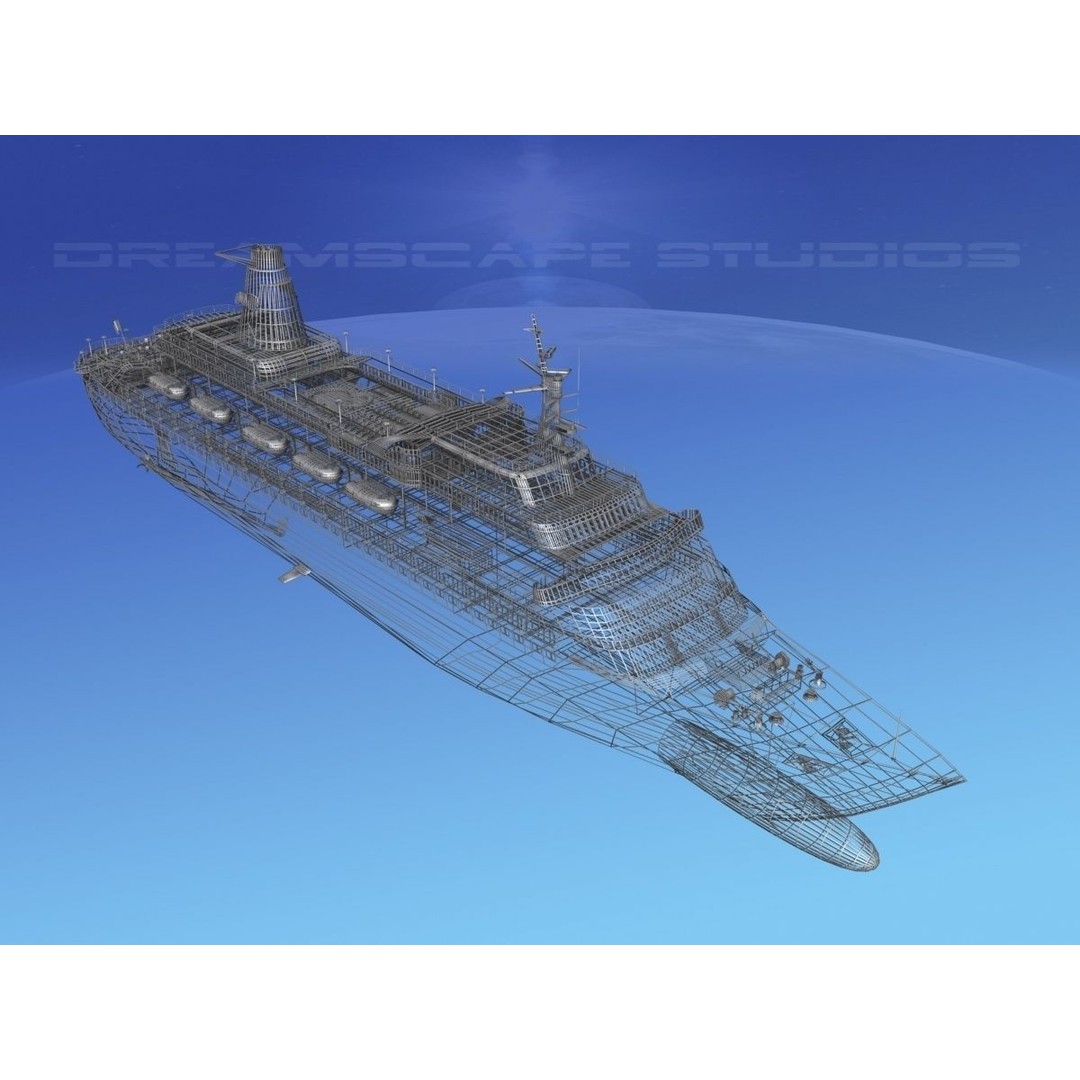 Pacific Princess 3D Model – High Detail Cruise Ship Asset, FBX, OBJ