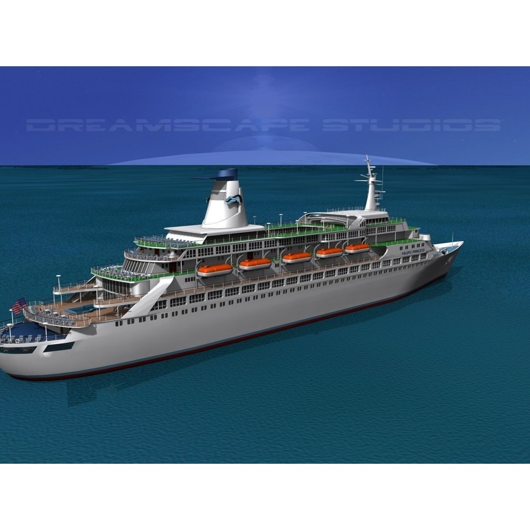 Pacific Princess 3D Model – High Detail Cruise Ship Asset, FBX, OBJ - View 10