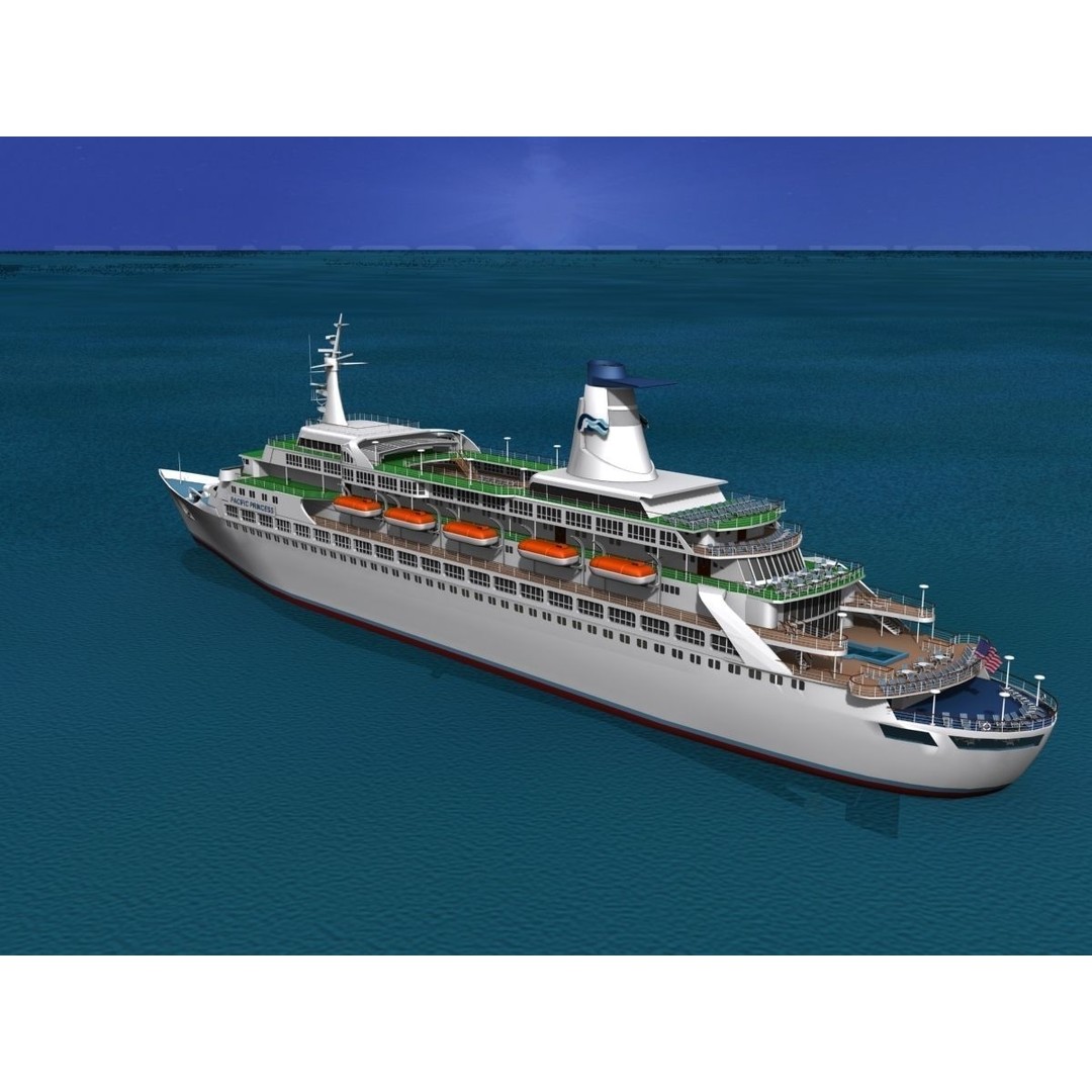 Pacific Princess 3D Model – High Detail Cruise Ship Asset, FBX, OBJ - View 12