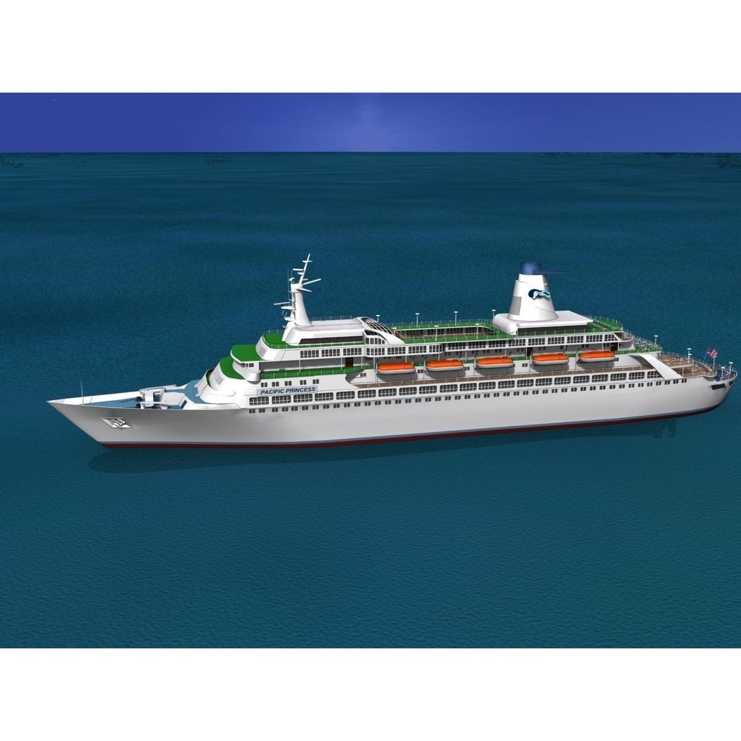 Pacific Princess 3D Model – High Detail Cruise Ship Asset, FBX, OBJ - View 15