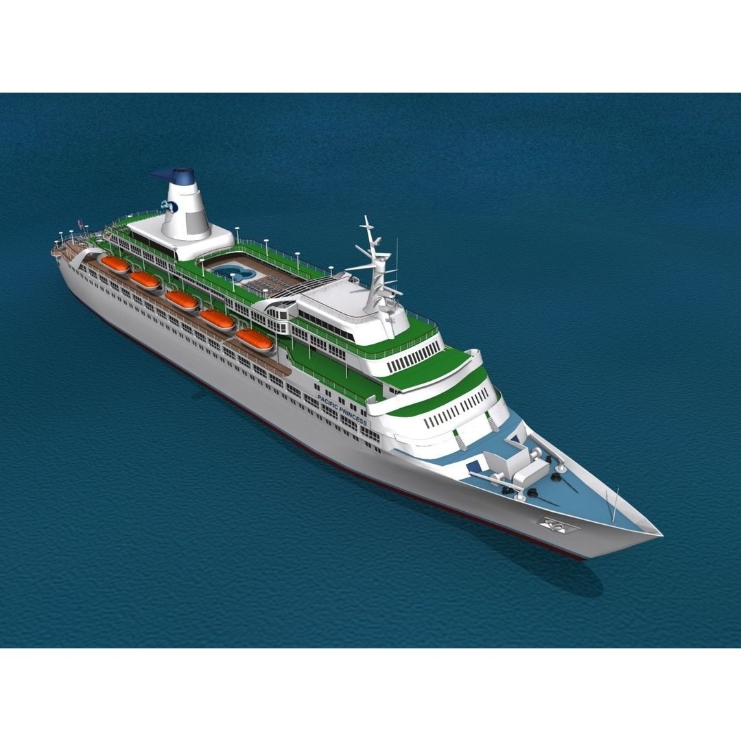Pacific Princess 3D Model – High Detail Cruise Ship Asset, FBX, OBJ - View 17