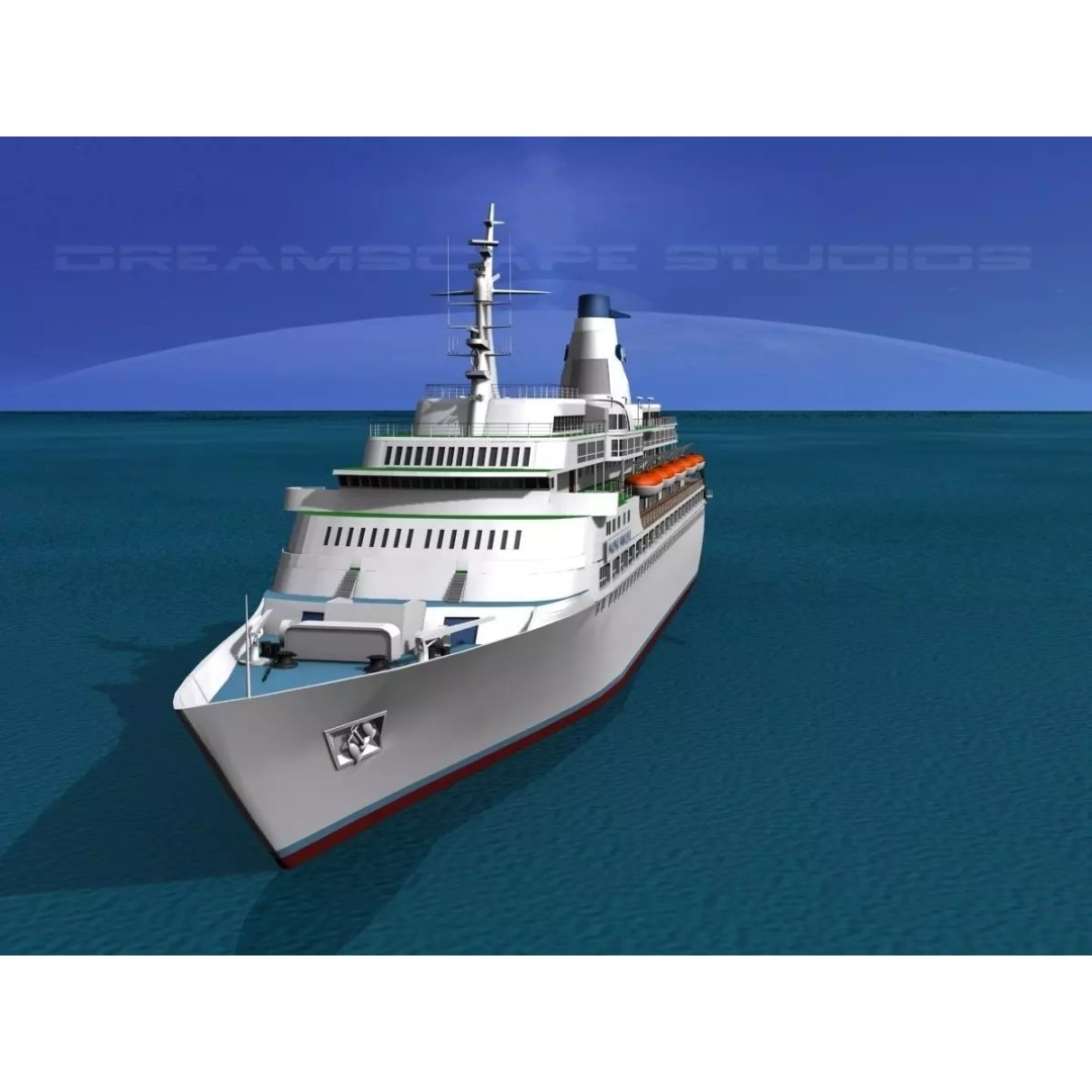 Pacific Princess 3D Model – High Detail Cruise Ship Asset, FBX, OBJ - View 2