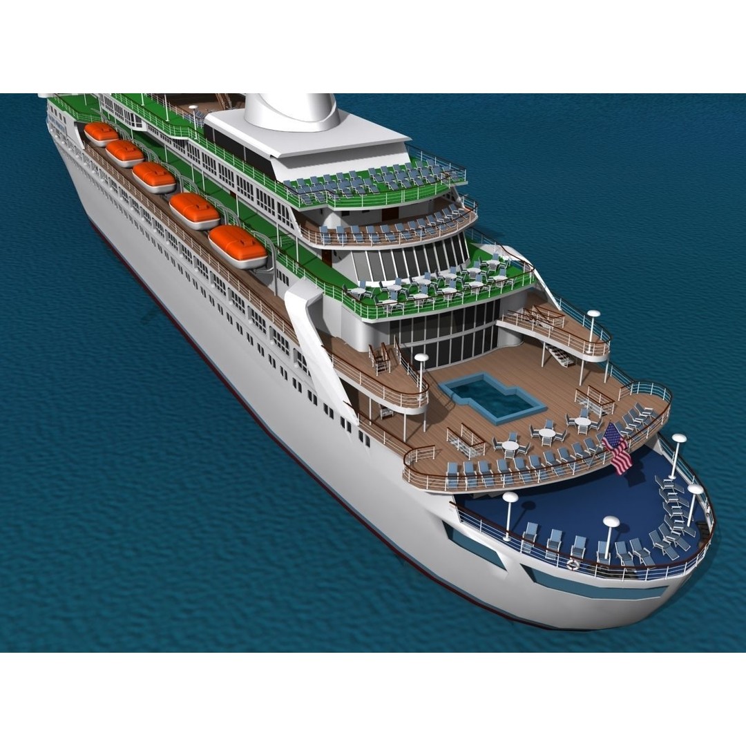 Pacific Princess 3D Model – High Detail Cruise Ship Asset, FBX, OBJ - View 3