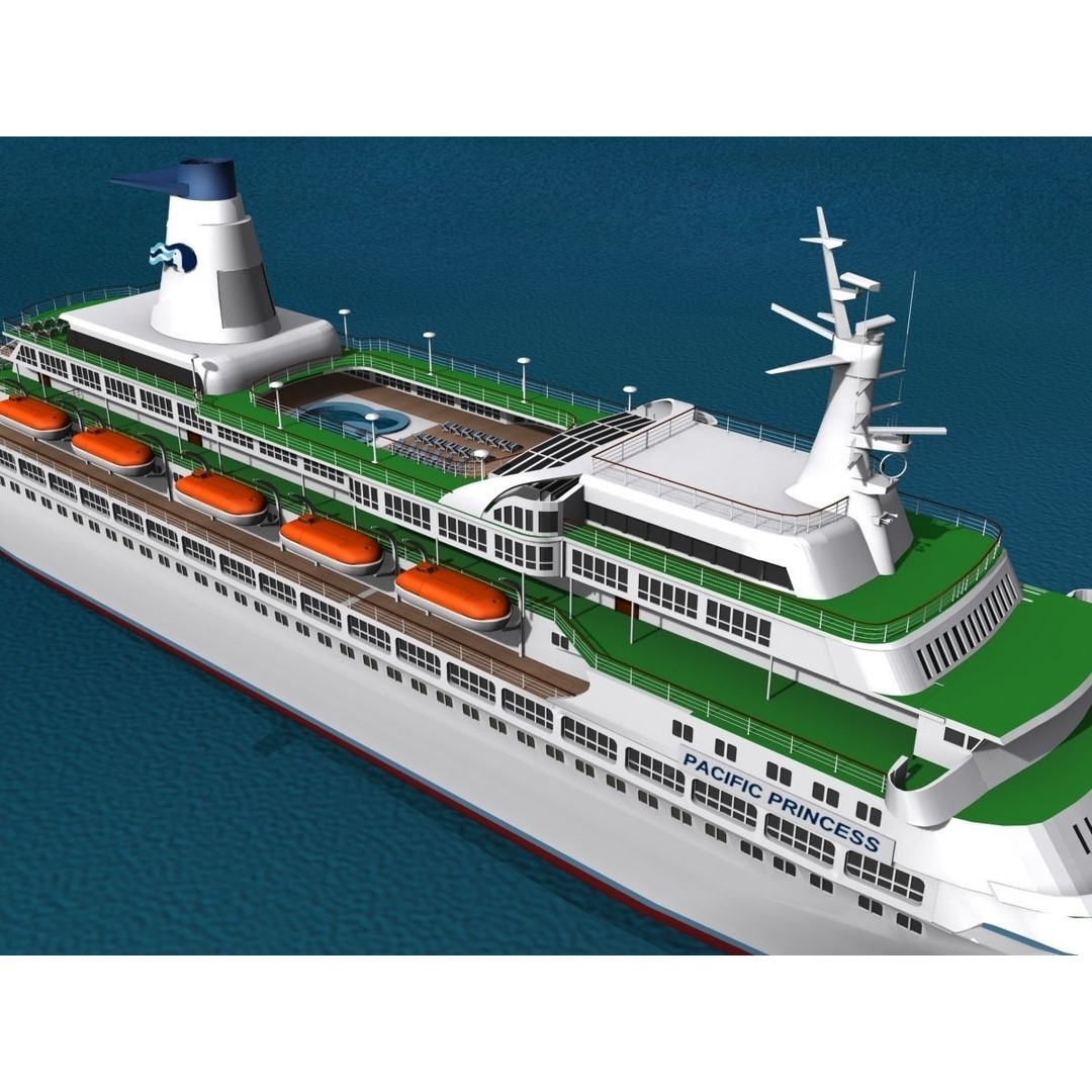 Pacific Princess 3D Model – High Detail Cruise Ship Asset, FBX, OBJ - View 4