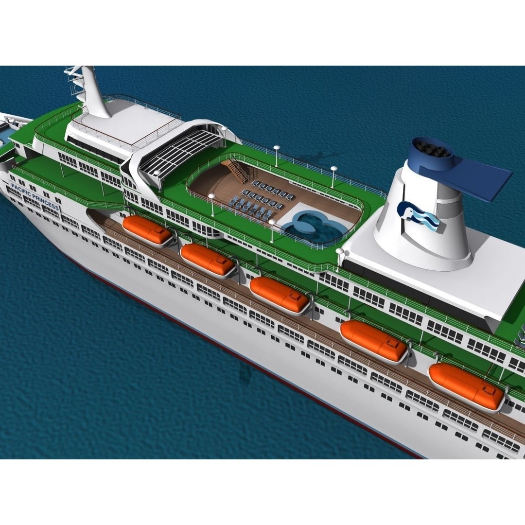 Pacific Princess 3D Model – High Detail Cruise Ship Asset, FBX, OBJ - View 5