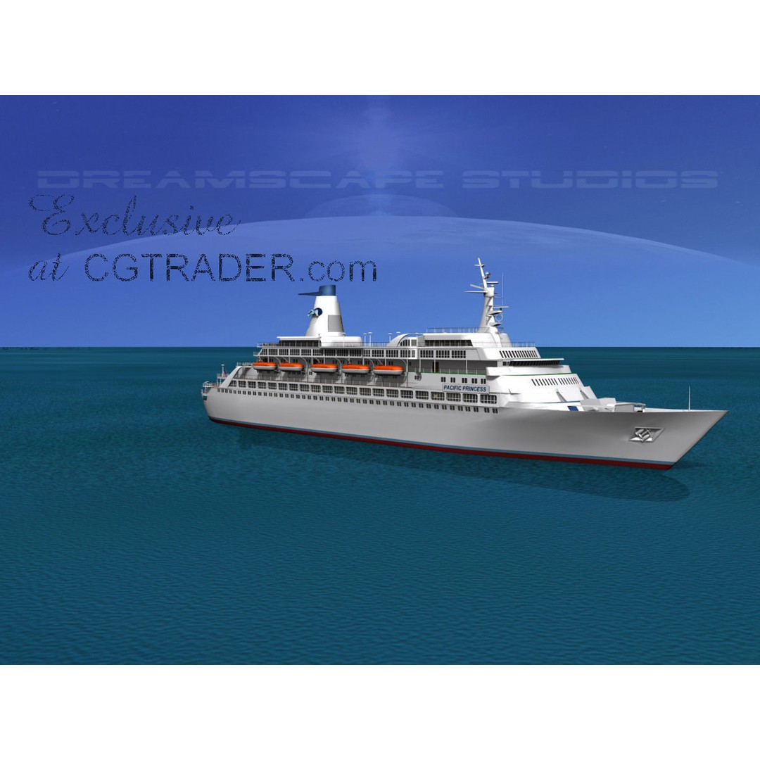 Pacific Princess 3D Model – High Detail Cruise Ship Asset, FBX, OBJ - View 7