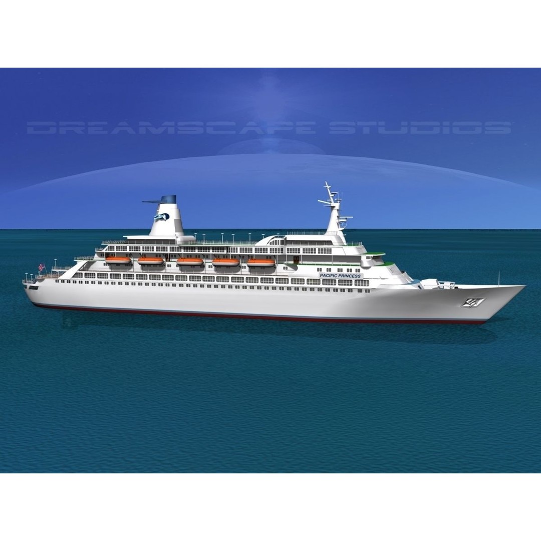 Pacific Princess 3D Model – High Detail Cruise Ship Asset, FBX, OBJ - View 8