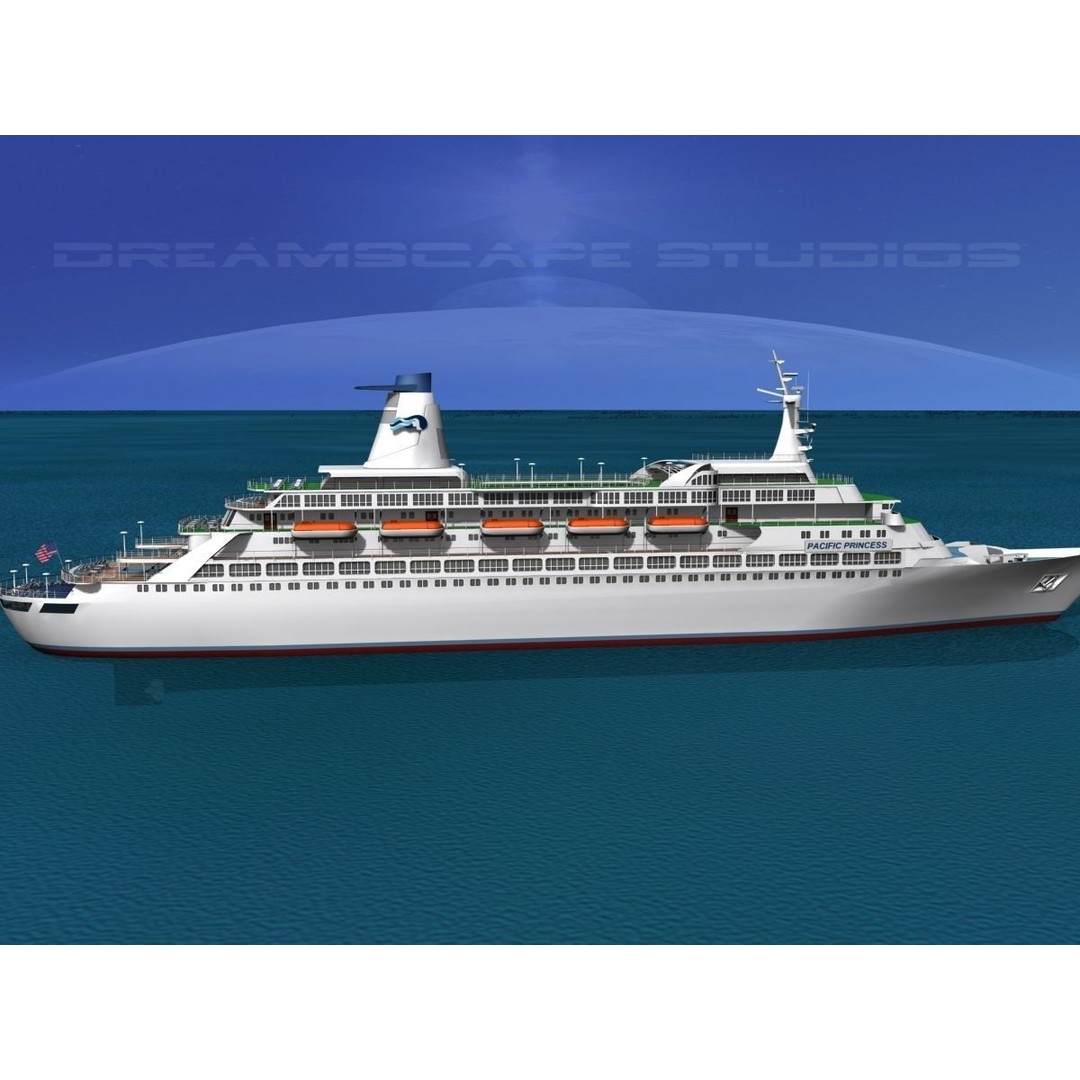 Pacific Princess 3D Model – High Detail Cruise Ship Asset, FBX, OBJ - View 9