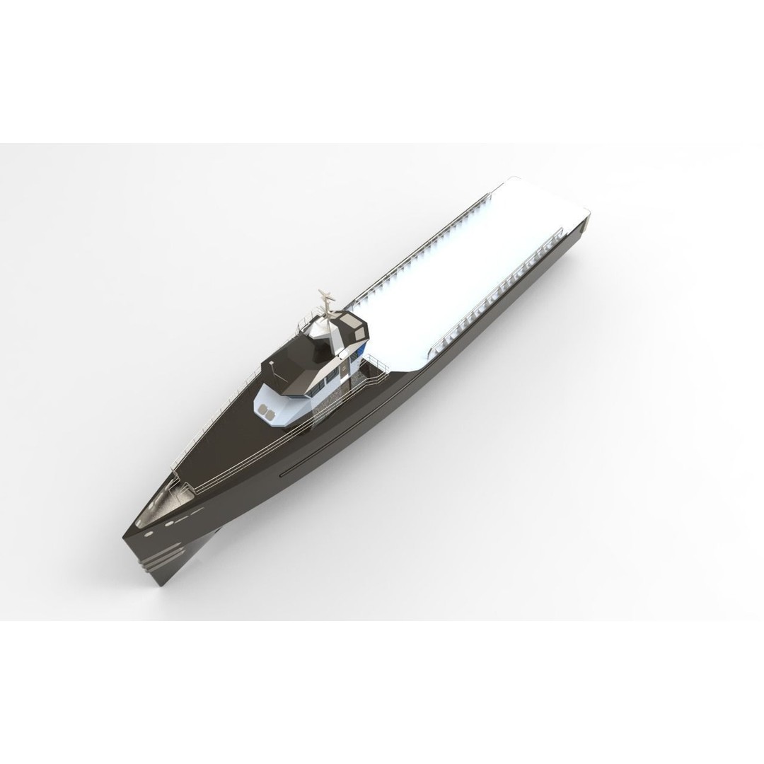 Yacht Support Vessel 3D Model – Industrial Watercraft, FBX, PBR - View 10
