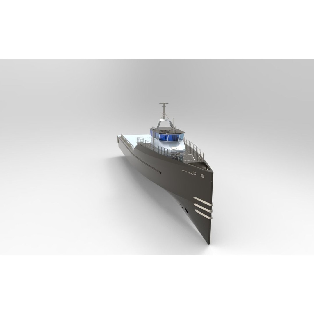 Yacht Support Vessel 3D Model – Industrial Watercraft, FBX, PBR - View 11