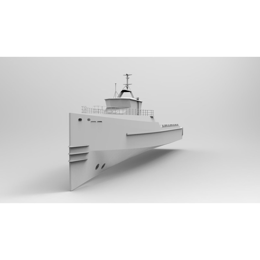 Yacht Support Vessel 3D Model – Industrial Watercraft, FBX, PBR - View 13