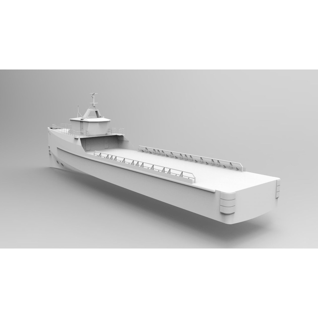 Yacht Support Vessel 3D Model – Industrial Watercraft, FBX, PBR - View 14