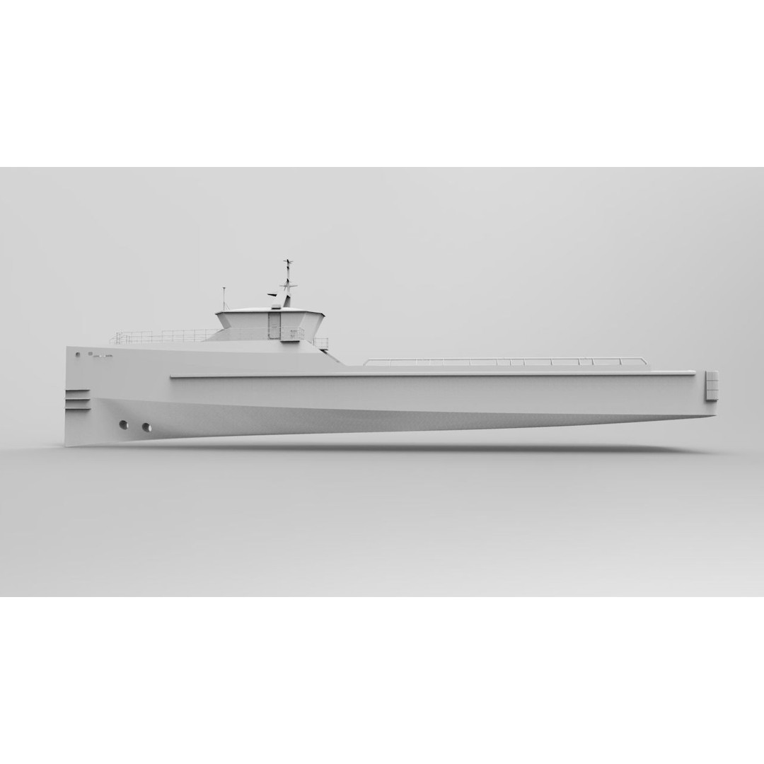 Yacht Support Vessel 3D Model – Industrial Watercraft, FBX, PBR - View 15