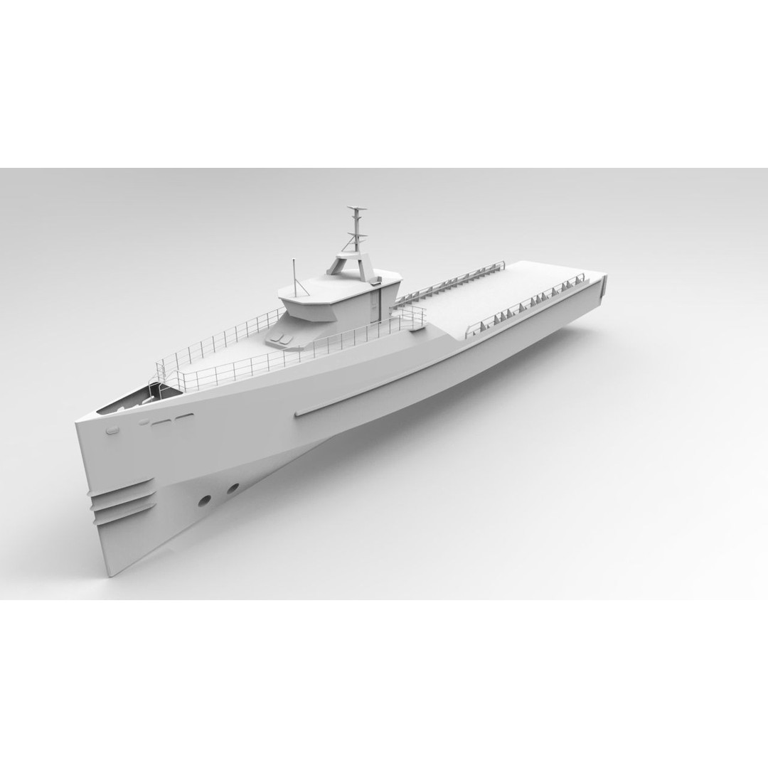 Yacht Support Vessel 3D Model – Industrial Watercraft, FBX, PBR - View 17