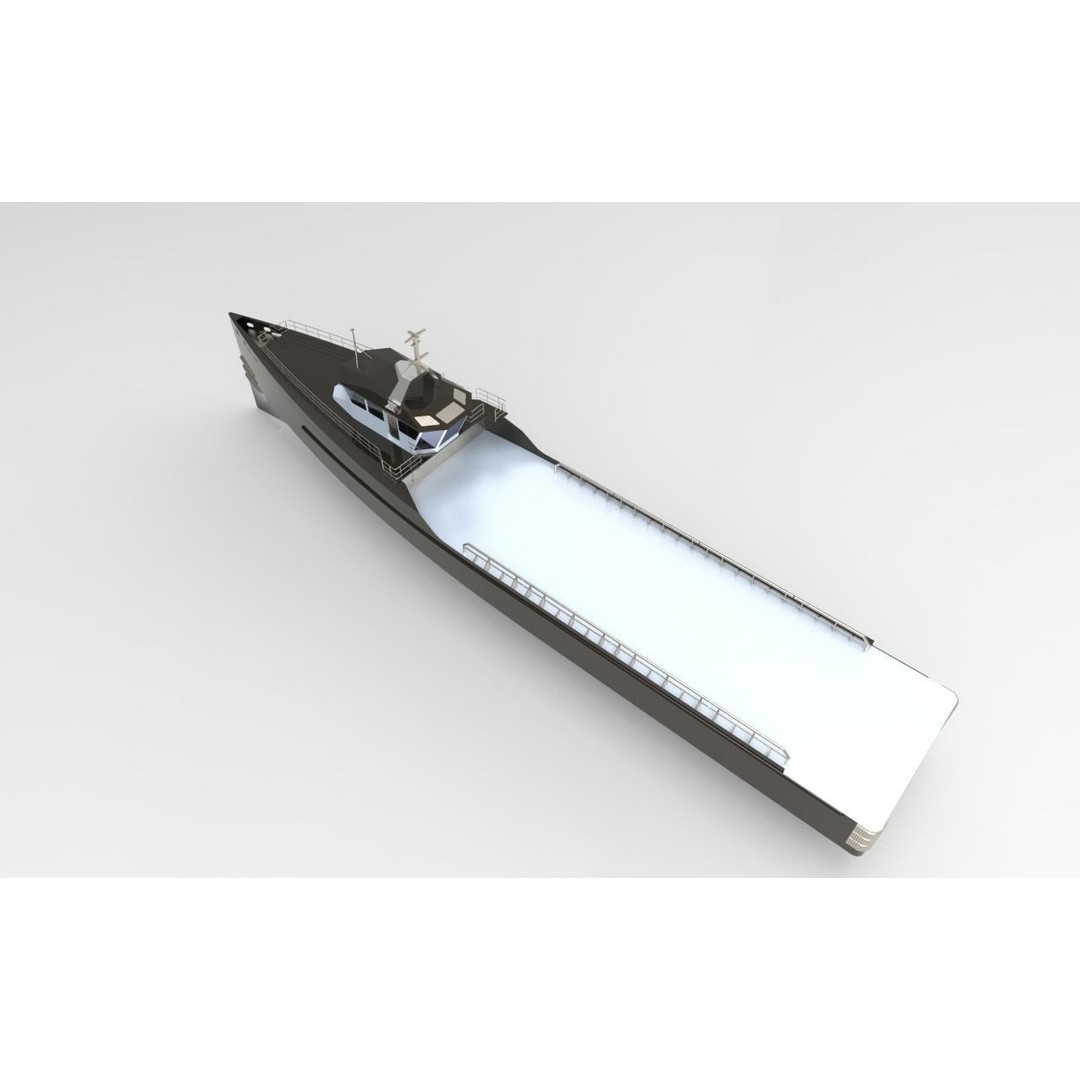 Yacht Support Vessel 3D Model – Industrial Watercraft, FBX, PBR - View 18