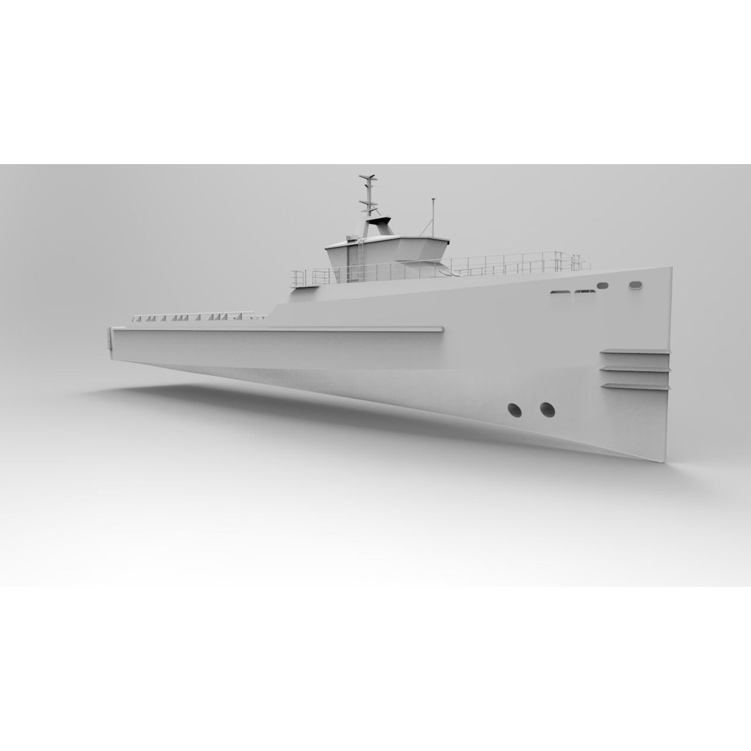 Yacht Support Vessel 3D Model – Industrial Watercraft, FBX, PBR - View 19