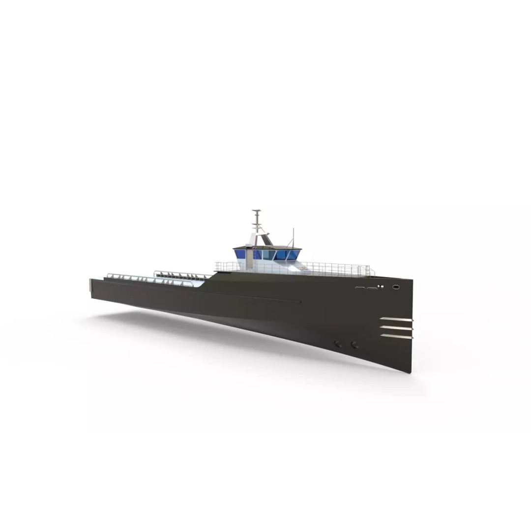 Yacht Support Vessel 3D Model – Industrial Watercraft, FBX, PBR - View 2