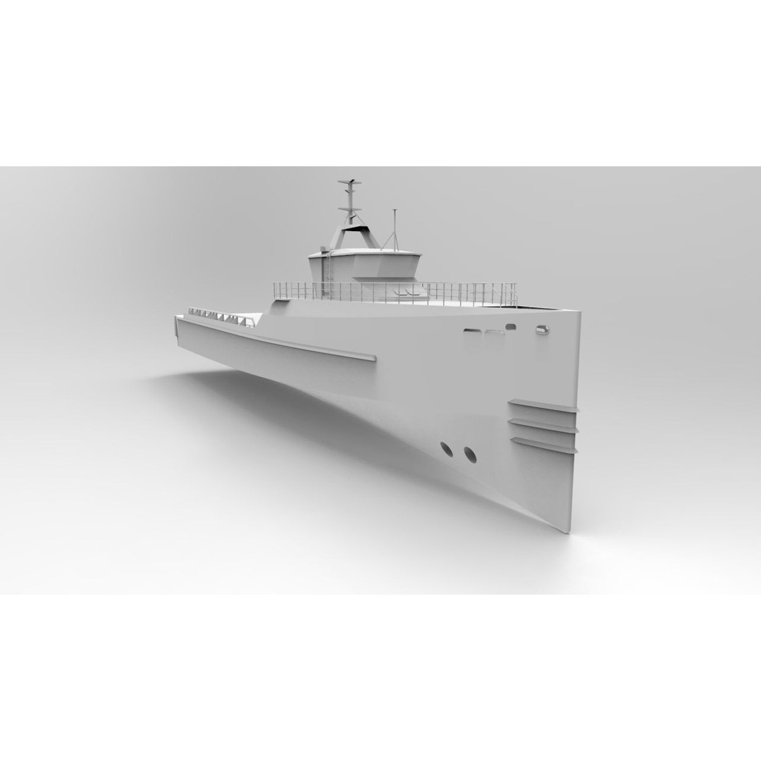 Yacht Support Vessel 3D Model – Industrial Watercraft, FBX, PBR - View 20