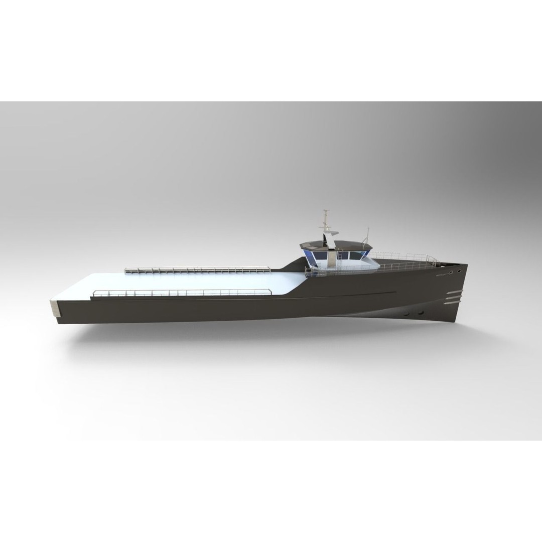Yacht Support Vessel 3D Model – Industrial Watercraft, FBX, PBR - View 6