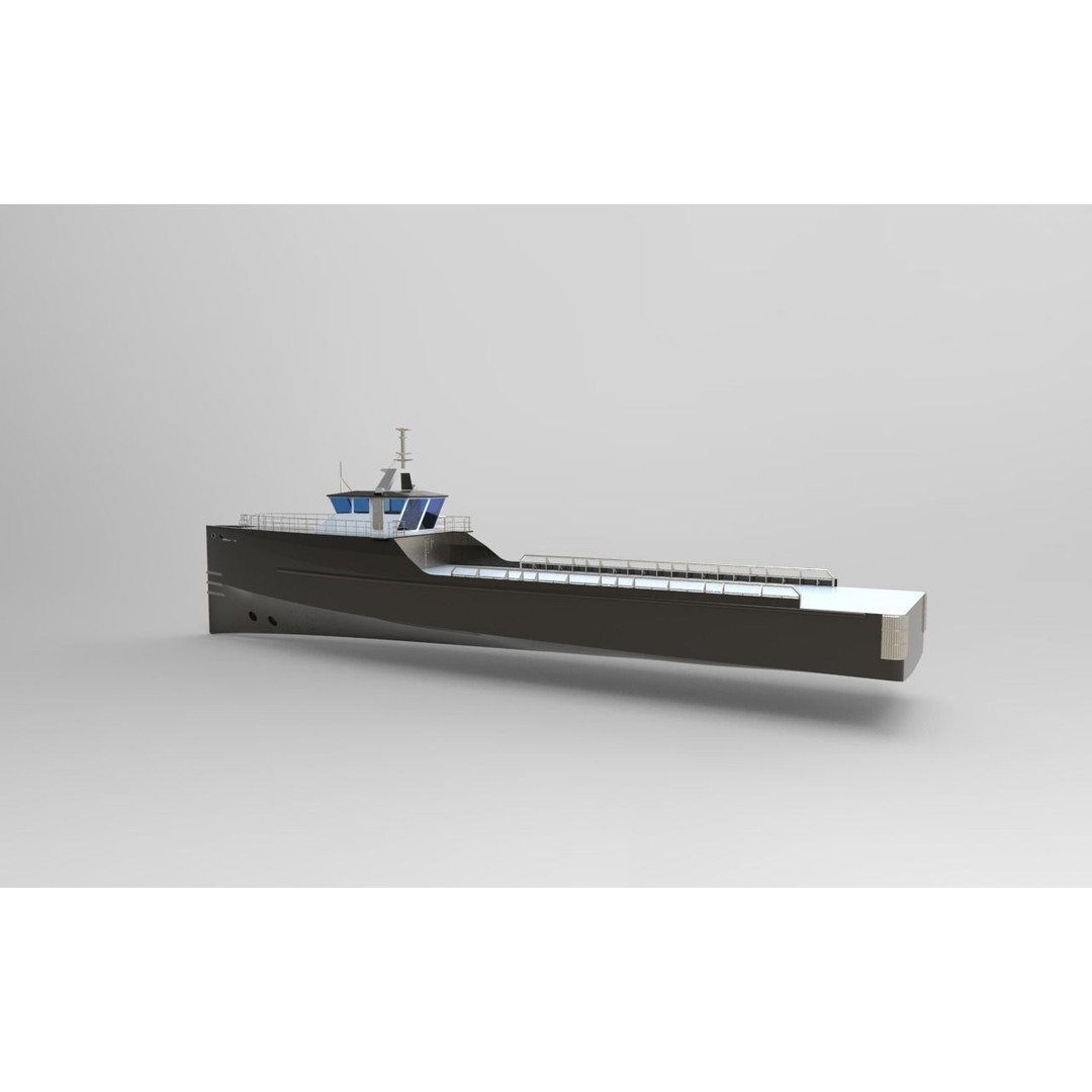 Yacht Support Vessel 3D Model – Industrial Watercraft, FBX, PBR - View 7