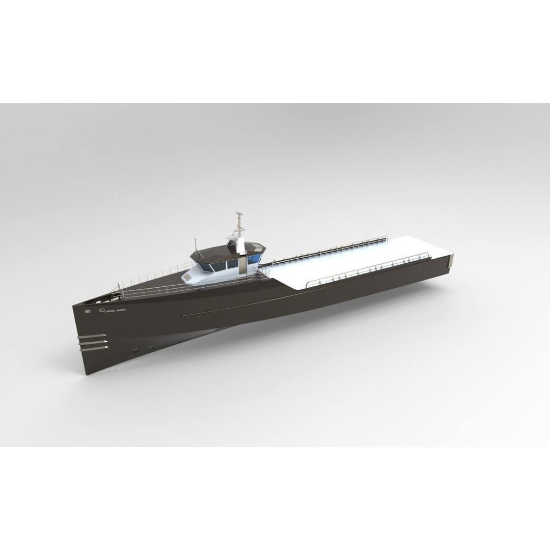 Yacht Support Vessel 3D Model – Industrial Watercraft, FBX, PBR - View 8