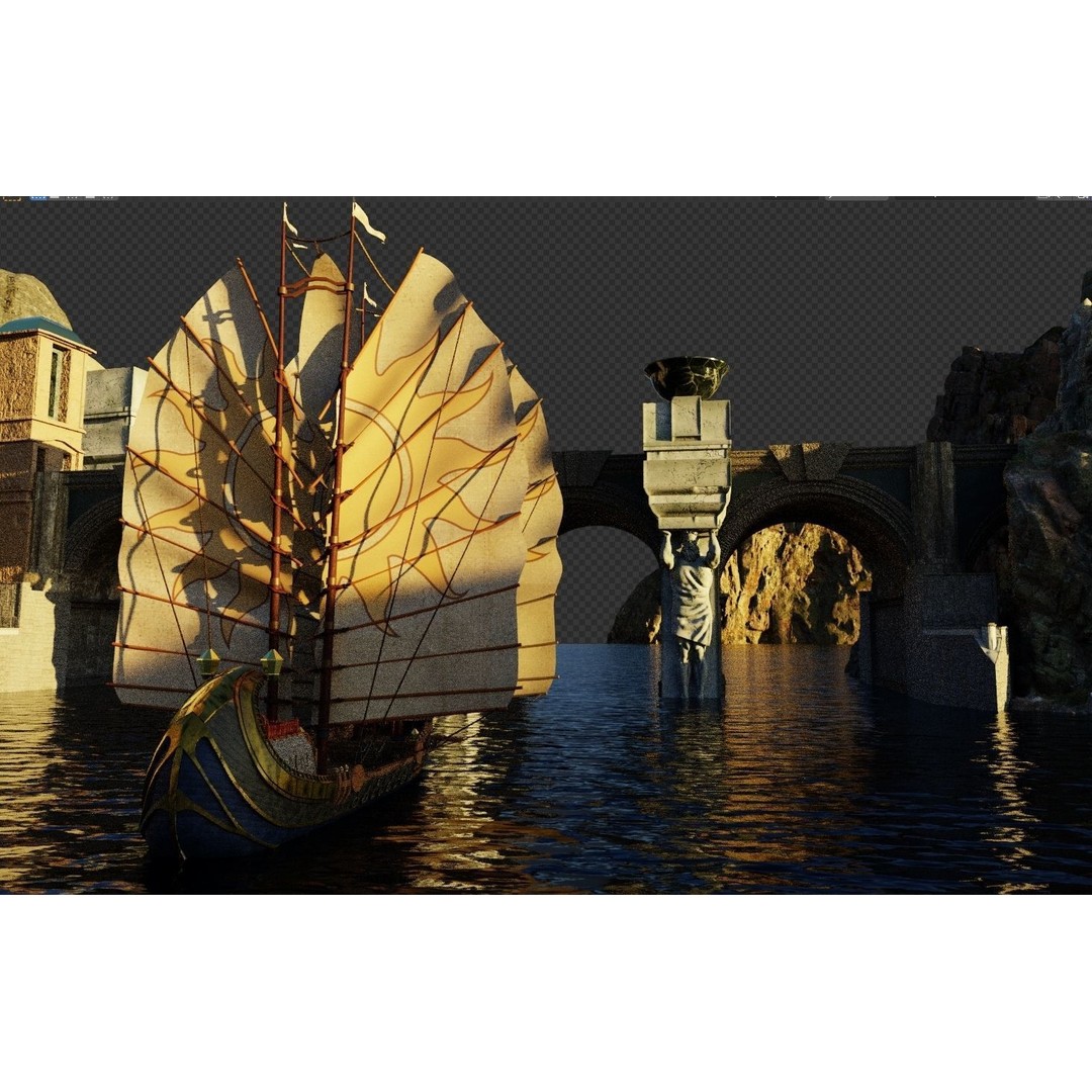 Numenorian Ship 3D Model – High Detail Rigged Maritime Asset, Blender - View 12