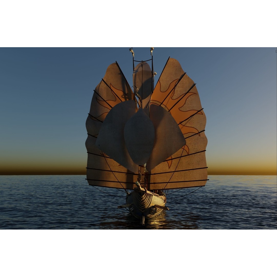 Numenorian Ship 3D Model – High Detail Rigged Maritime Asset, Blender - View 3