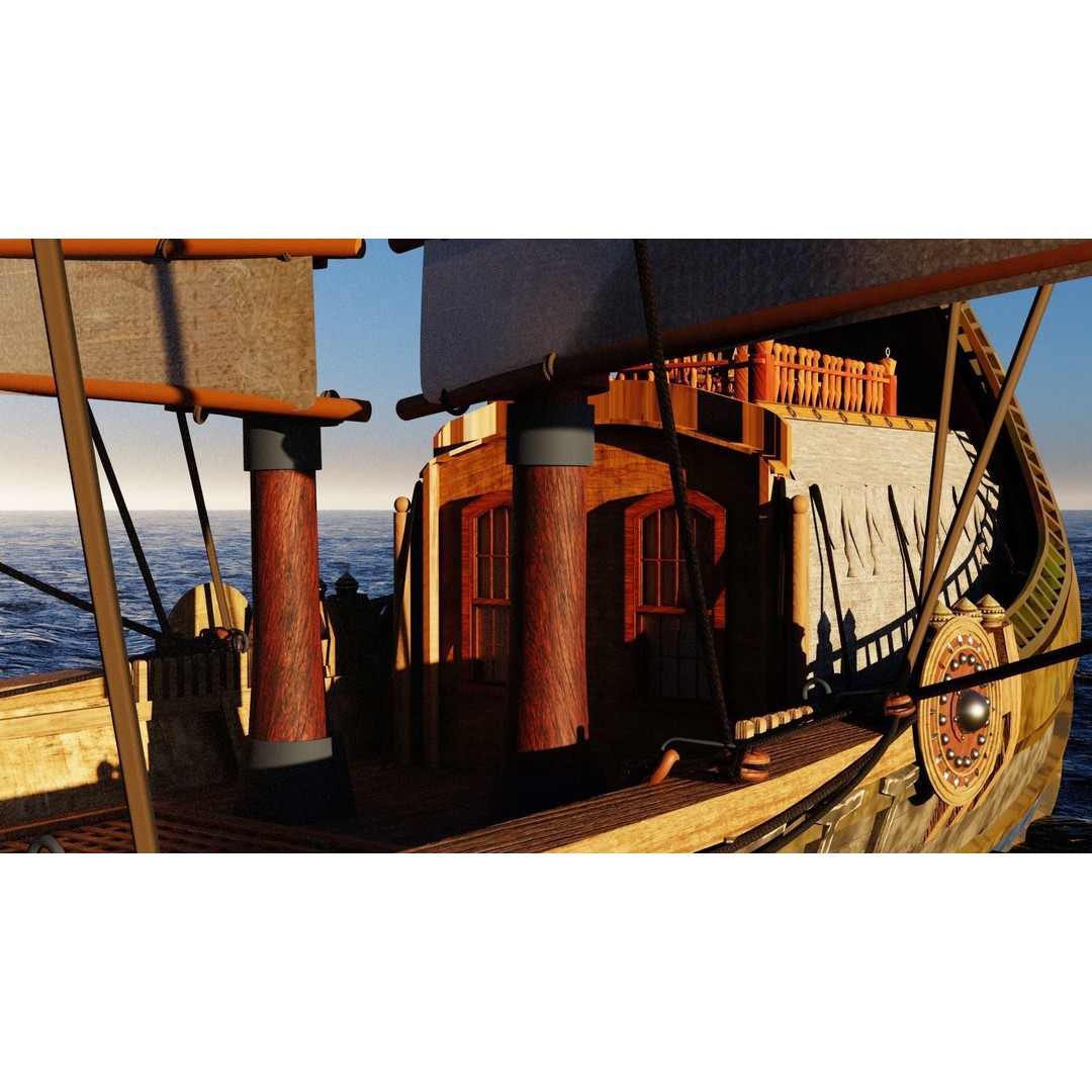 Numenorian Ship 3D Model – High Detail Rigged Maritime Asset, Blender - View 5