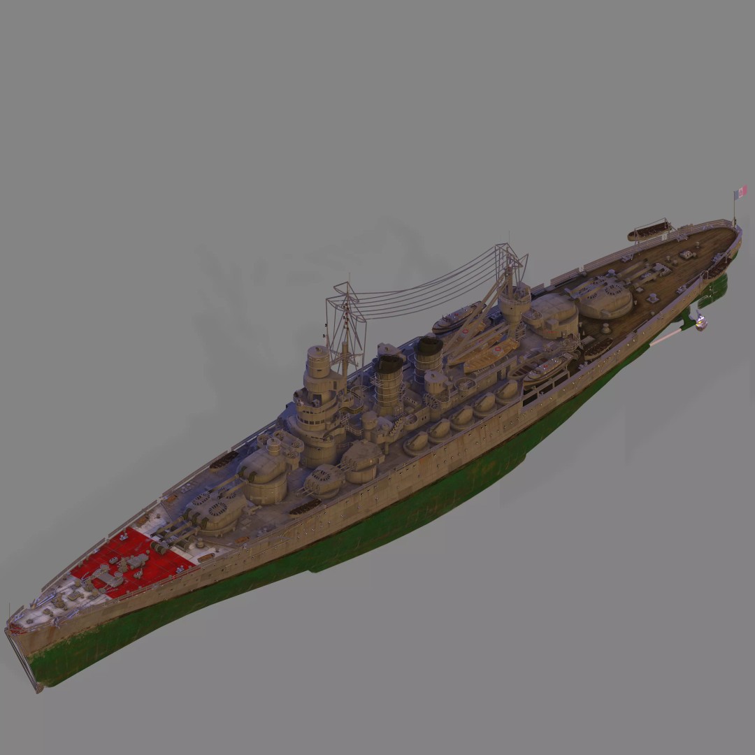 RN Duilio 3D Model – High Poly Naval Battleship for Games - View 2