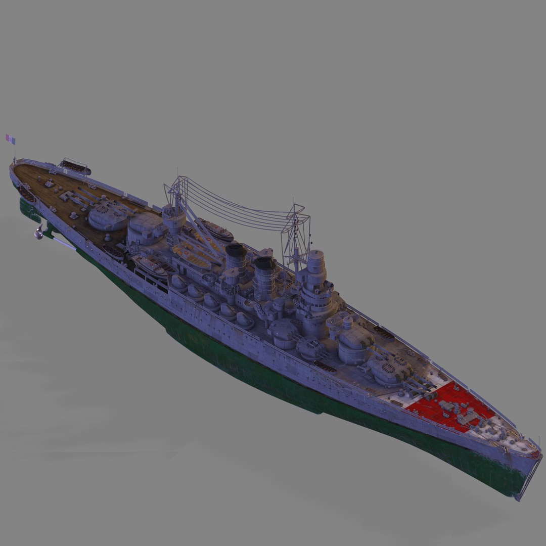 RN Duilio 3D Model – High Poly Naval Battleship for Games - View 3