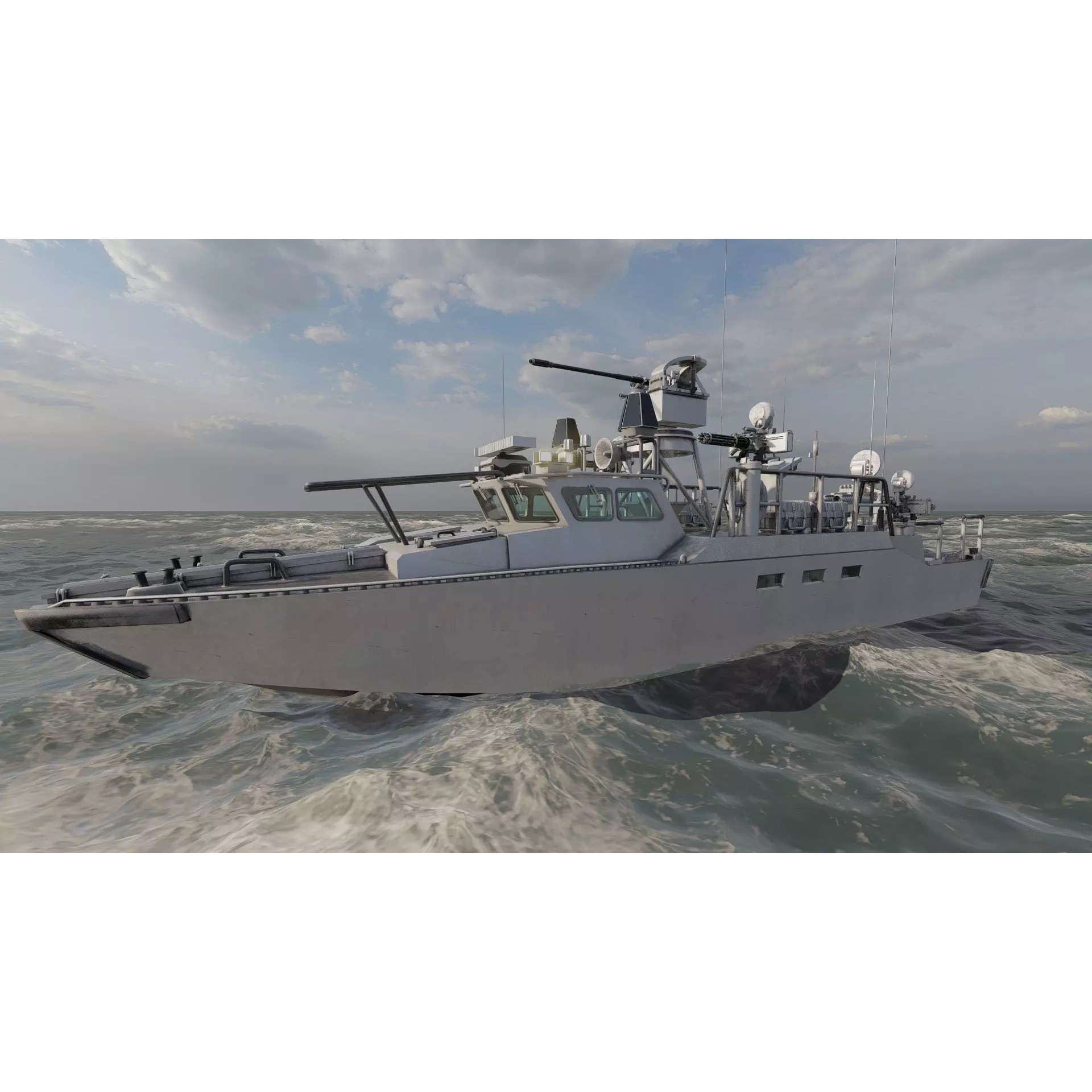 Detailed Patrol Boat - Game-Ready 3D Model - View 9