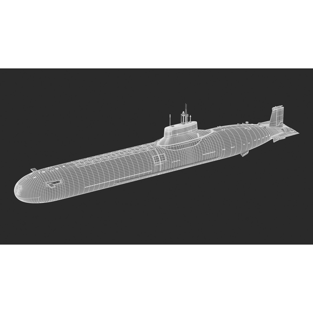 Typhoon-Class Submarine 3D Model – High Poly PBR Asset, FBX, OBJ - View 12