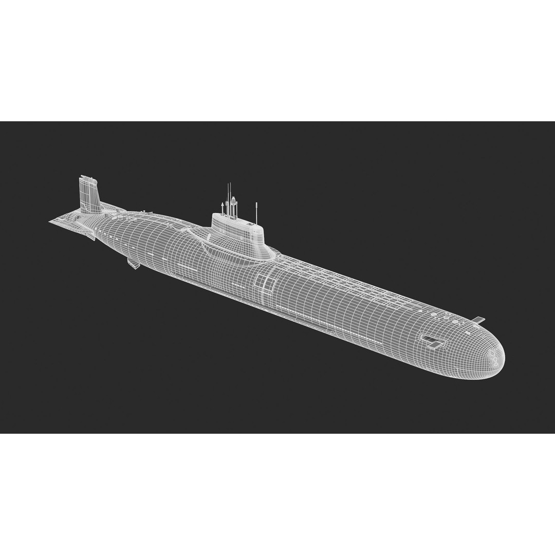 Typhoon-Class Submarine 3D Model – High Poly PBR Asset, FBX, OBJ - View 13