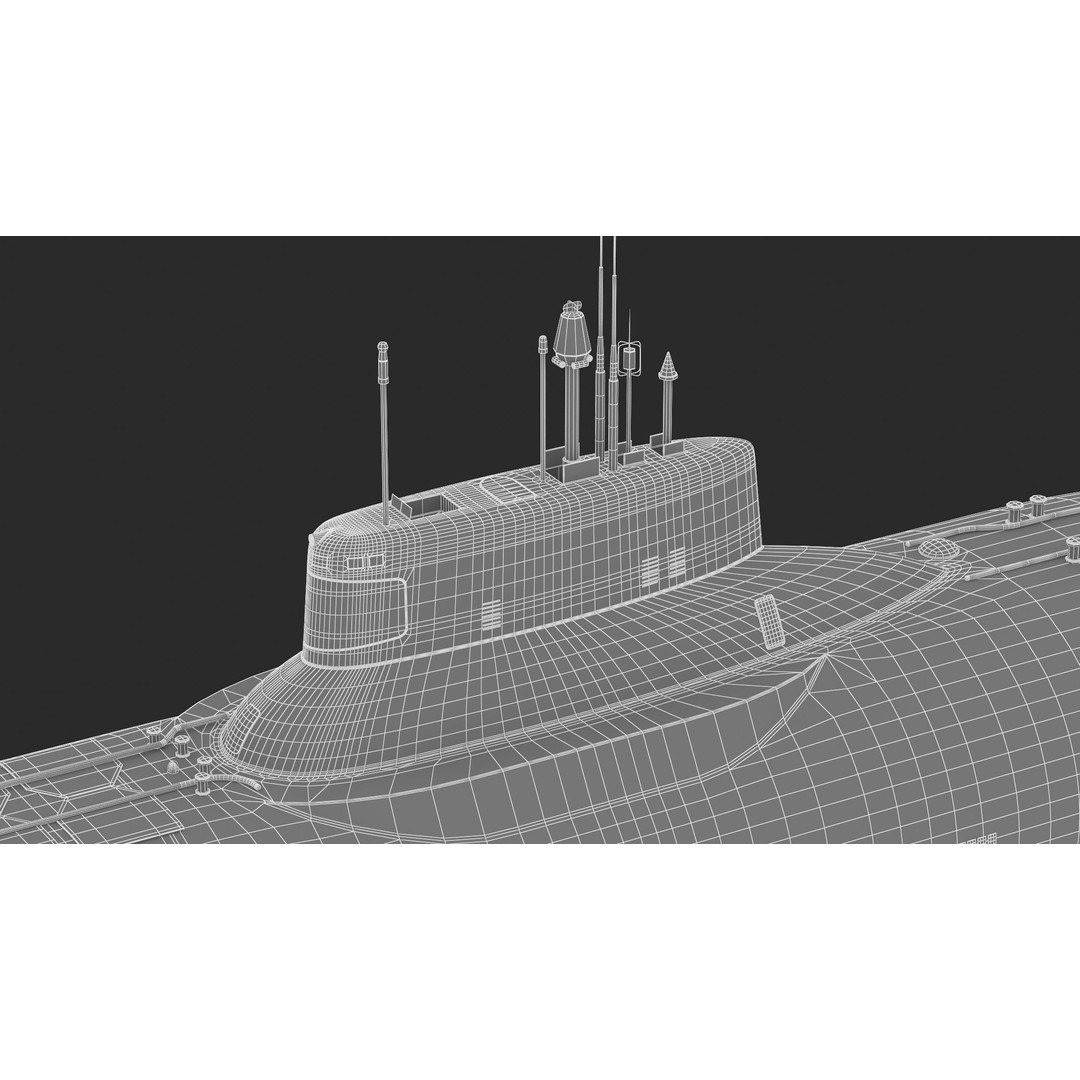 Typhoon-Class Submarine 3D Model – High Poly PBR Asset, FBX, OBJ - View 17